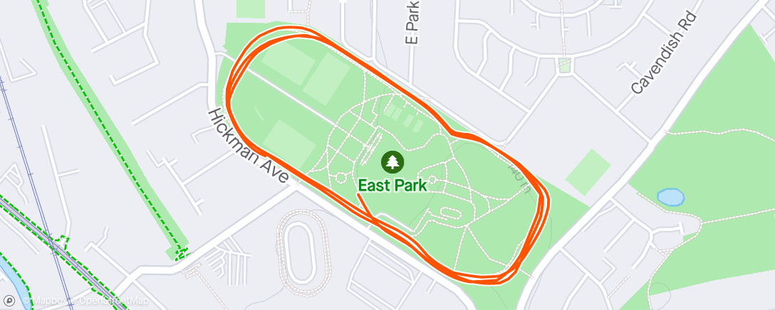 アクティビティ「East Park Parkrun」の地図