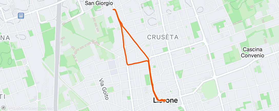 Map of the activity, Pedalata mattutina