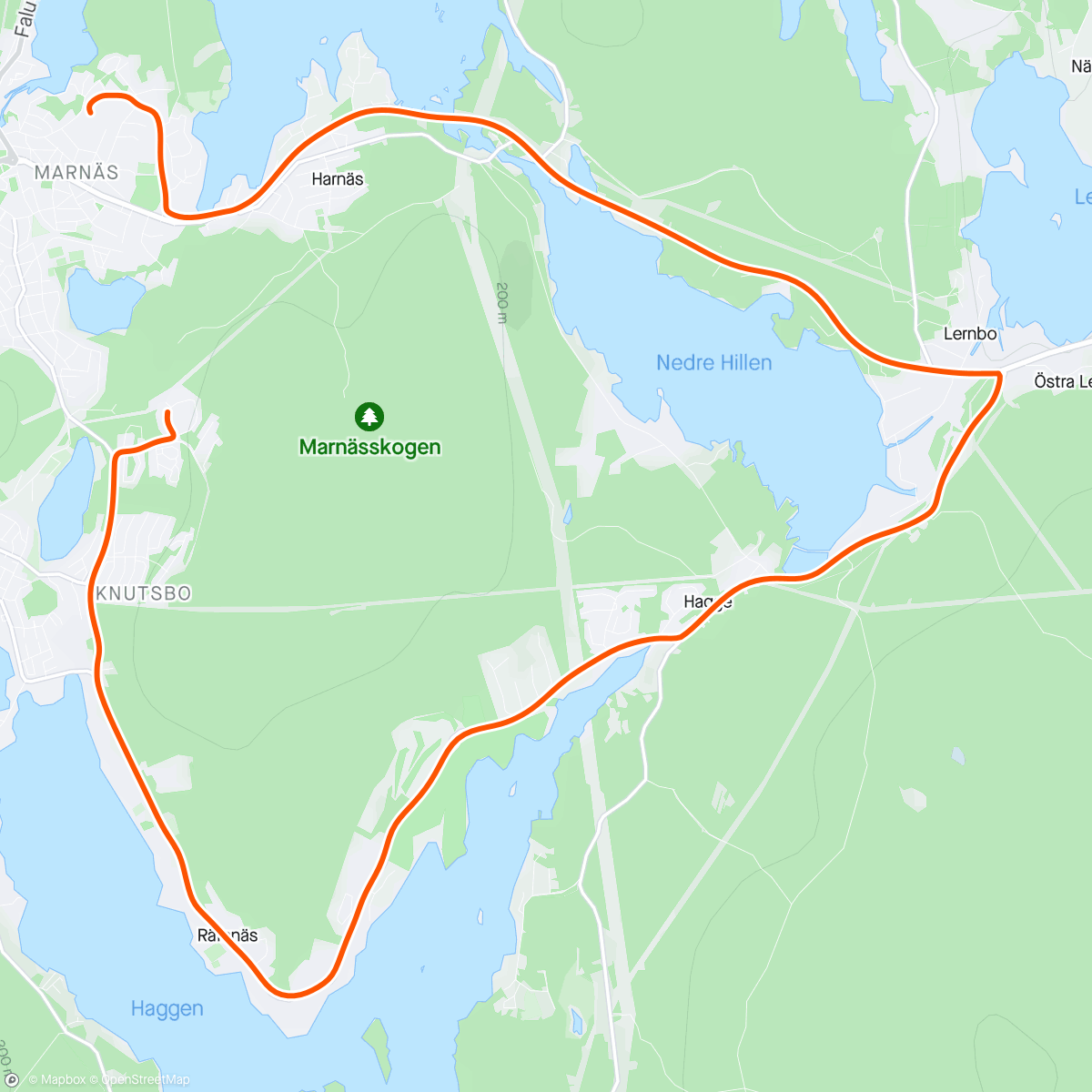 Map of the activity, Omväg hem efter nattjobb