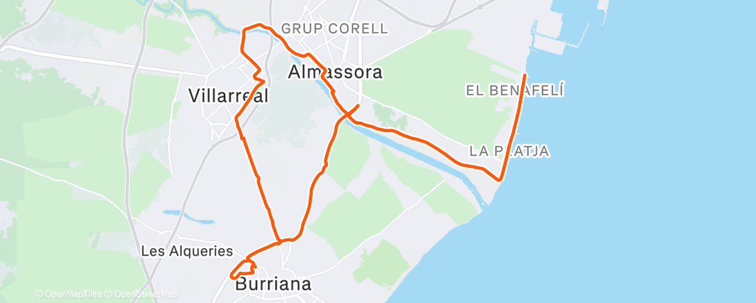 Map of the activity, Vuelta con BTT por Almassora, Vila-real y Burriana 🌧️🌧️🌧️