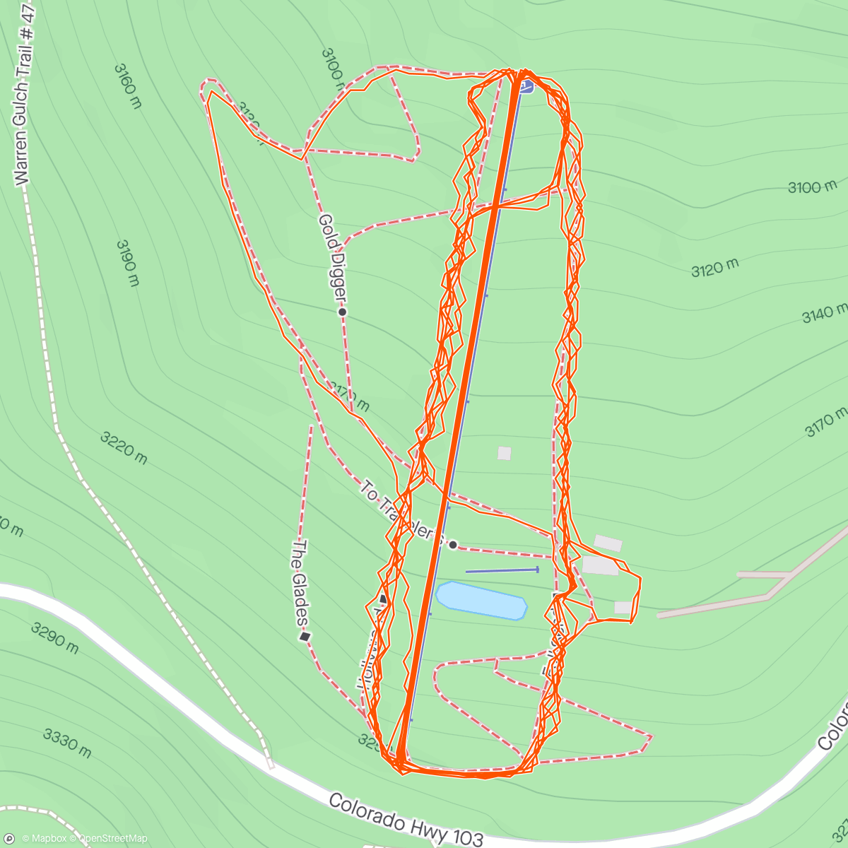 Map of the activity, Slopes - An evening snowboarding at Echo Mountain Park