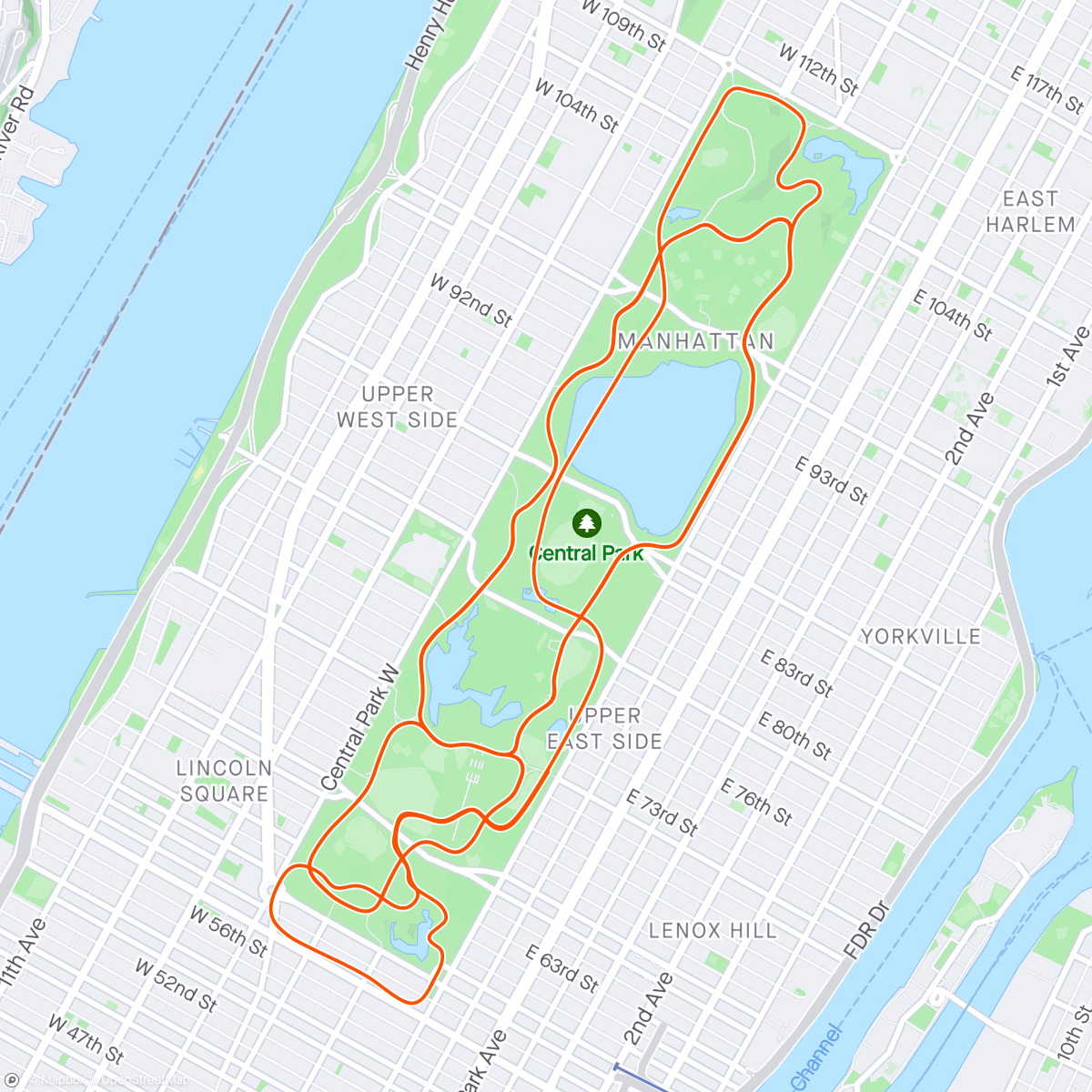 Map of the activity, Zwift - Group Ride: Central Park… on NYC KOM After Party in New York