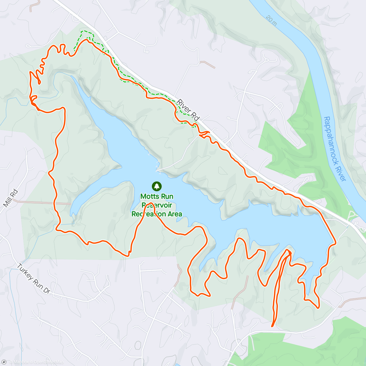 Map of the activity, Mott's resivior Virginia. Nice punchy little trail.