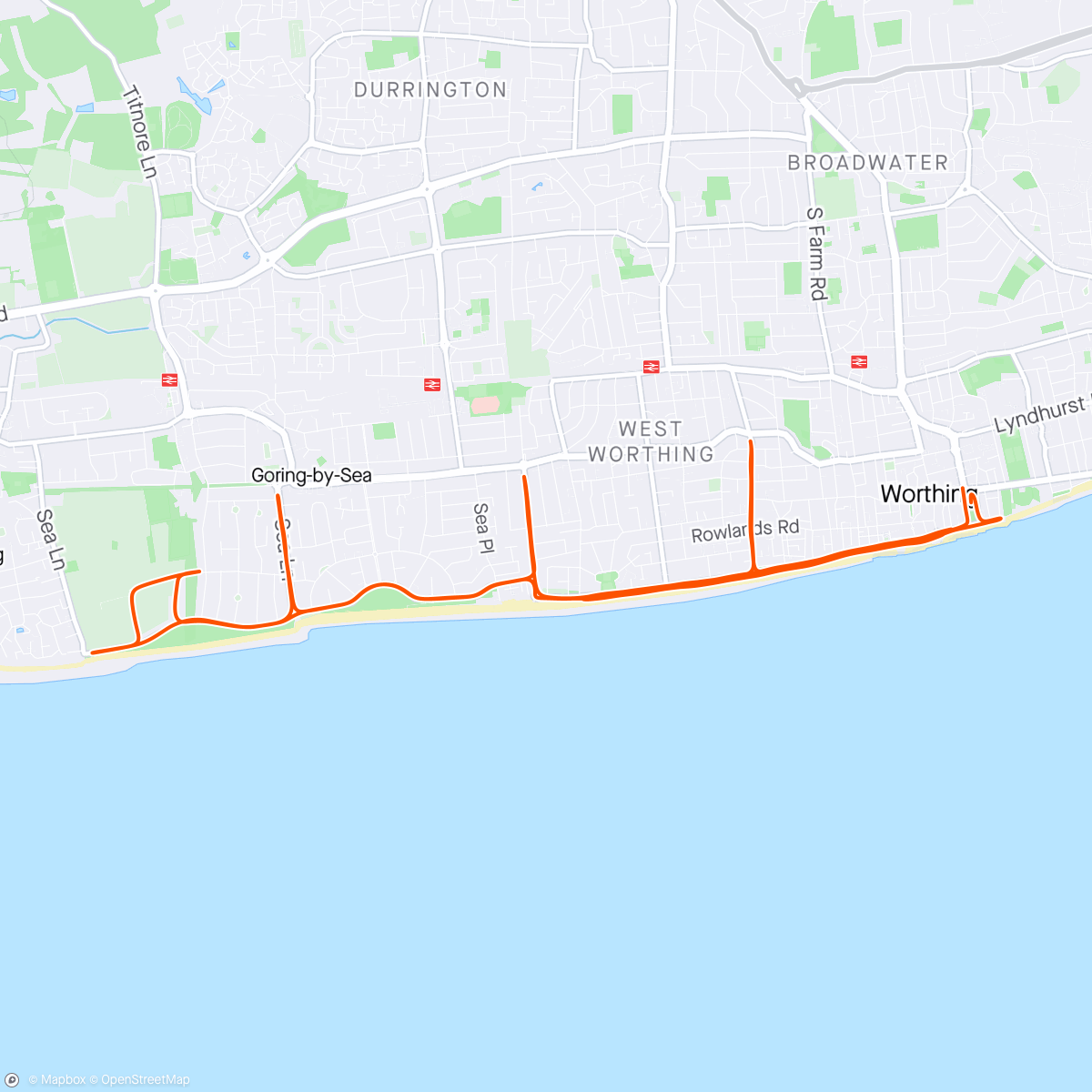 Map of the activity, Worthing Half Marathon