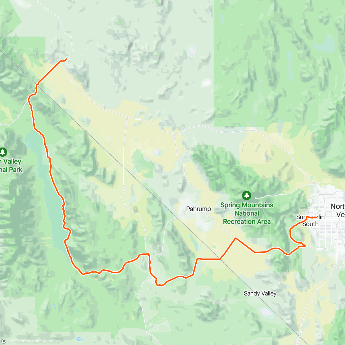 Map of the activity, Gamblers 1000K (Day 3: Beatty to Las Vegas, NV)