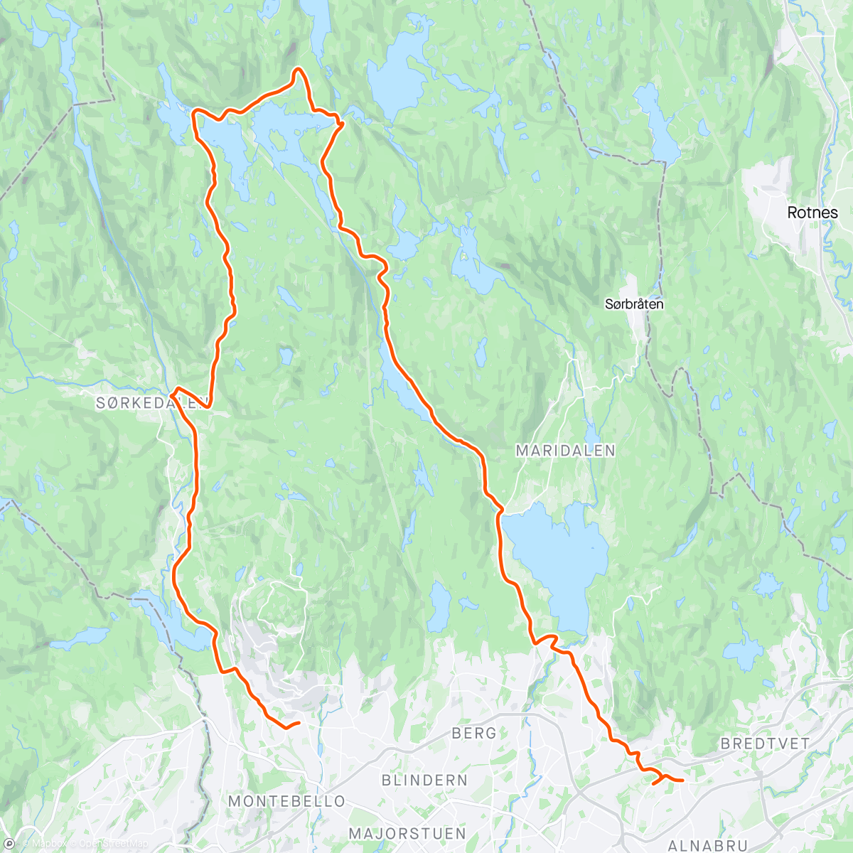 Map of the activity, Strøken ring 4 runde med en gammel traver 🤪
