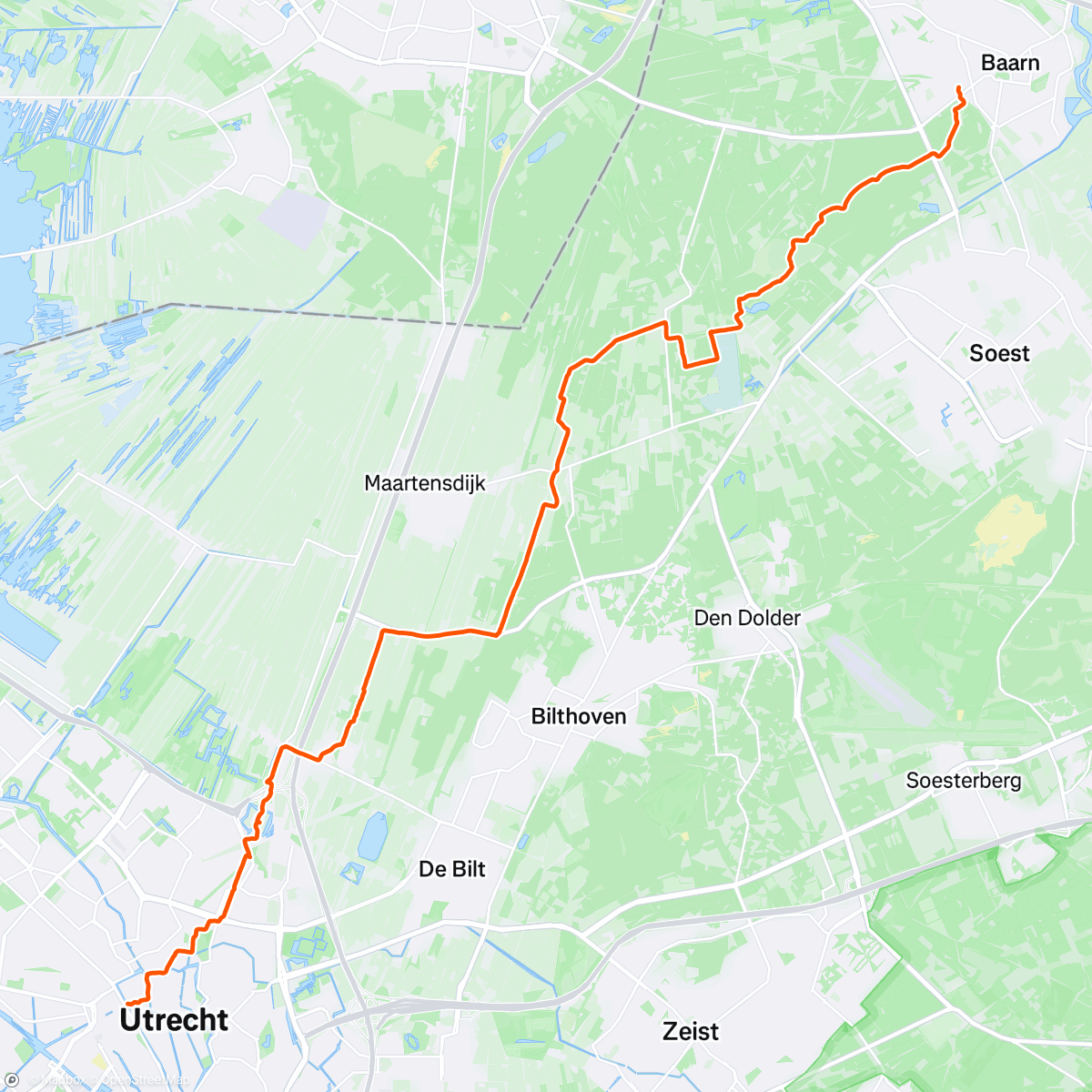 Map of the activity, Baarn - Utrecht