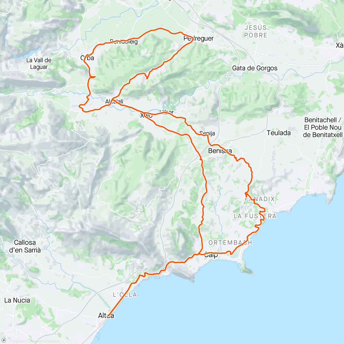 Map of the activity, CB ride
