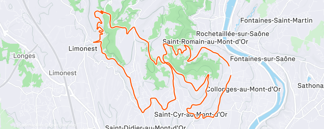 Map of the activity, Sortie vélo le midi