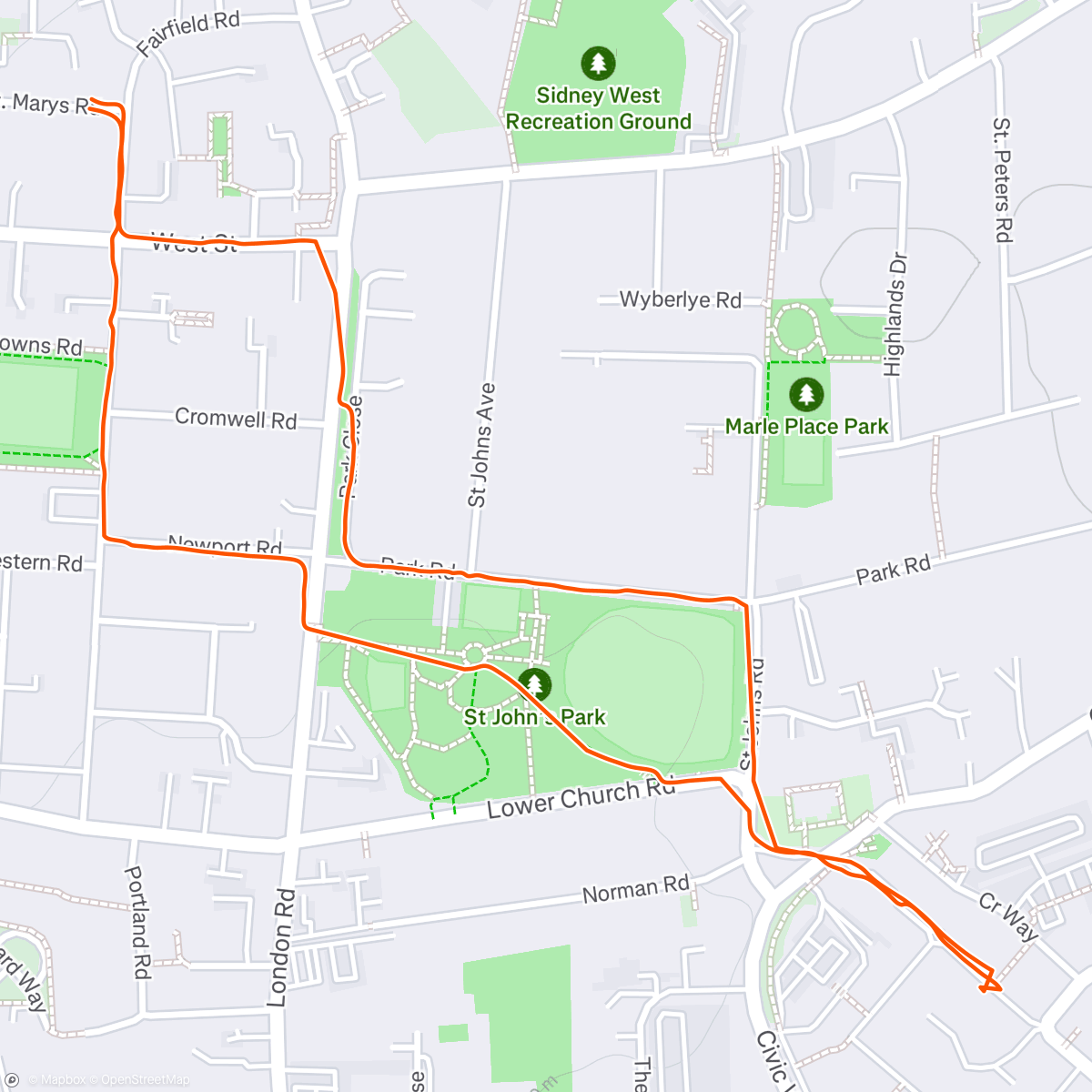 Map of the activity, Buggy run with the kiddos to get some dinner