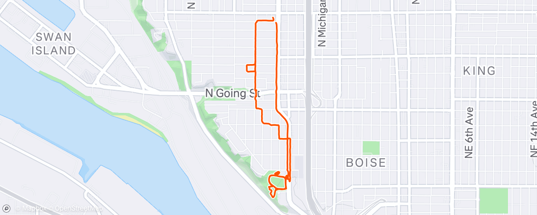 Map of the activity, NYE run/walk