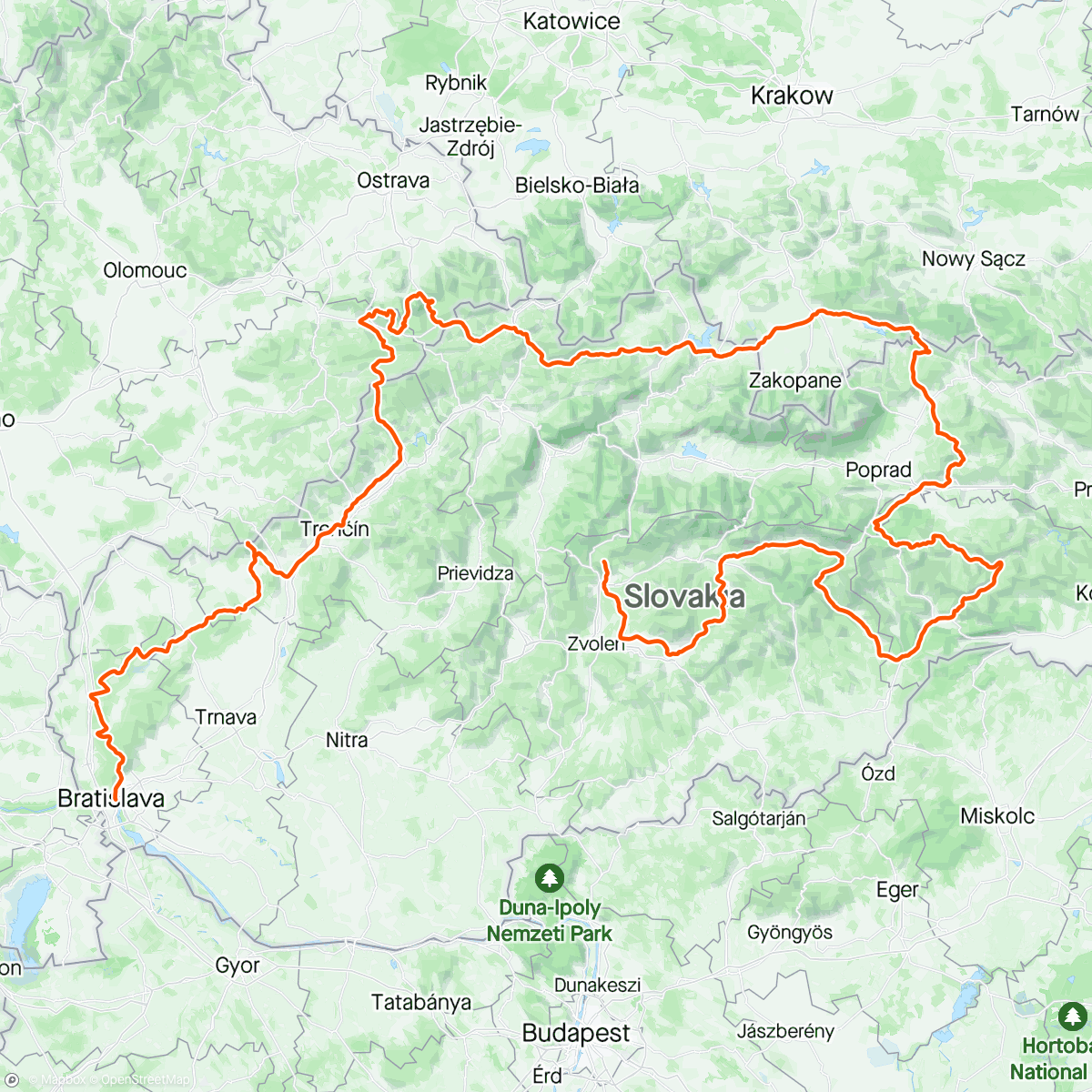 Map of the activity, Races trough slovakia - pohodový výlet.🇸🇰🏔👍🚴‍♂️🏁