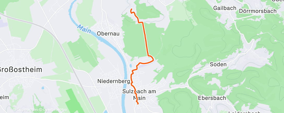 Map of the activity, Afternoon Run