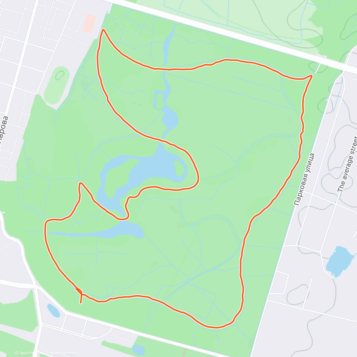 Map of the activity, Бег зимний паркран по снегу