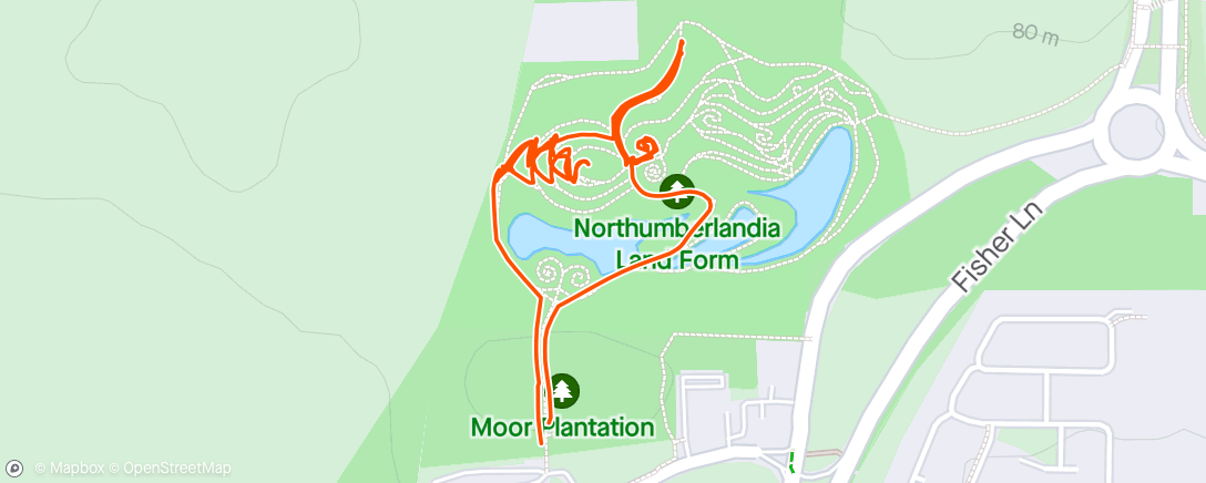Map of the activity, Out at Northumberlandia with the Joggers