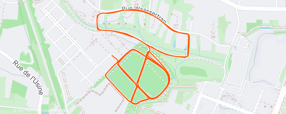 Map of the activity, Course à pied en soirée