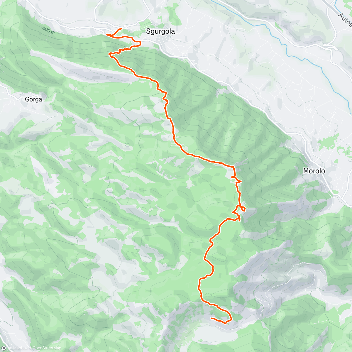 Map of the activity, Camminata in montagna