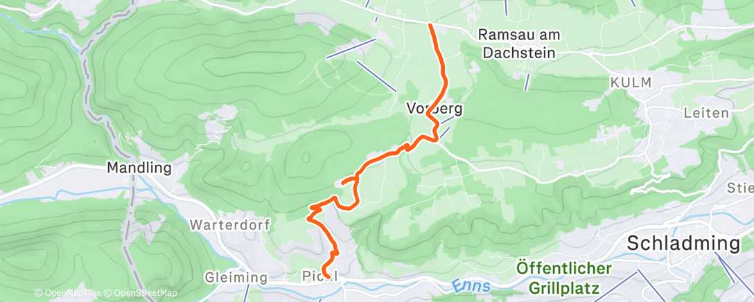 Map of the activity, Afternoon Run