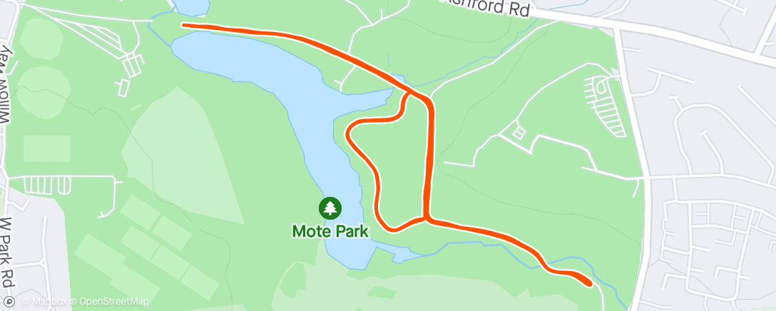 Mapa de la actividad (Motepark Parkrun with the Groovers!💛
That was not the best for me today, my back is not good, but on the bright side what a beautiful sunny day 🌞)