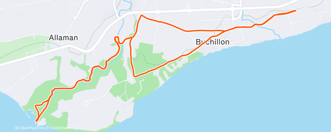 Map of the activity, Afternoon Run