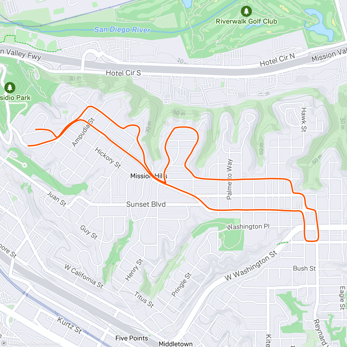 Map of the activity, Lunch Run