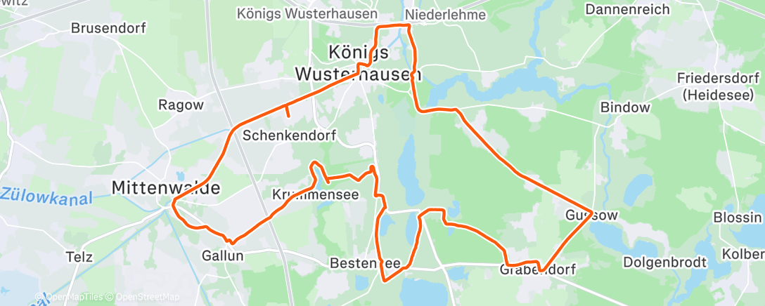 Map of the activity, Lunch Ride