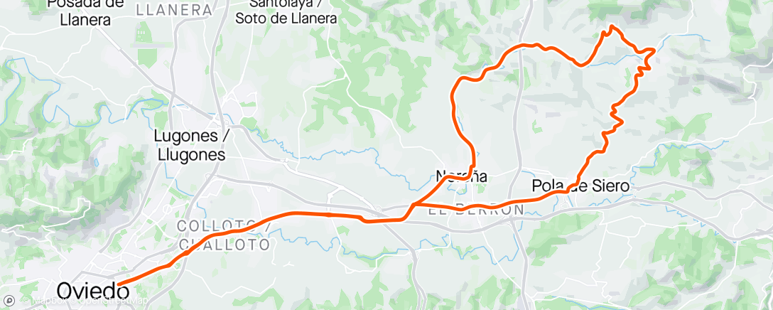 Map of the activity, AS, ruta, Oviedo, 2h, #Siero