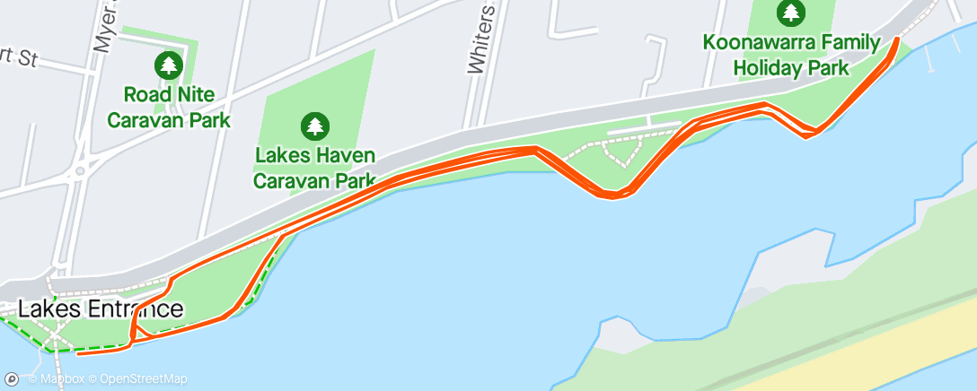 Map of the activity, Lakes Entrance parkrun…
