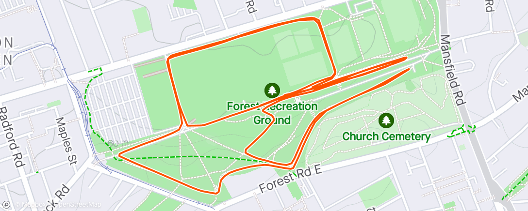 Map of the activity, Forest Rec parkrun