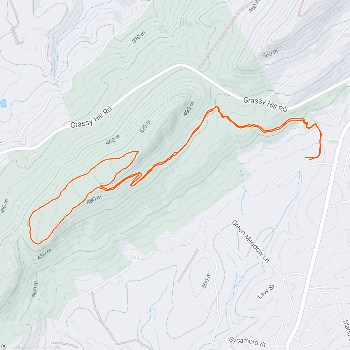 Map of the activity, ShineRunners Grassy Hill