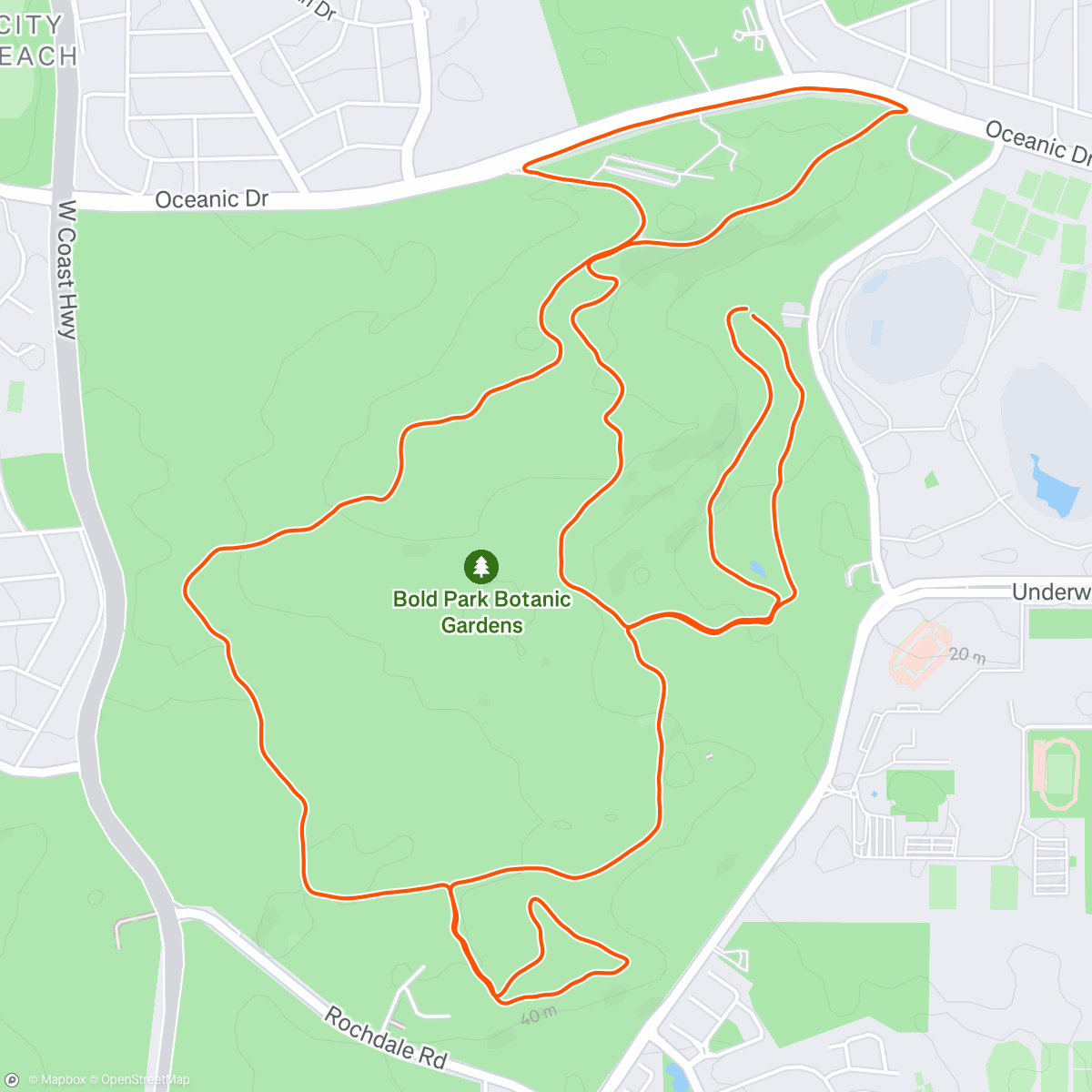 Map of the activity, Bold park trail loops