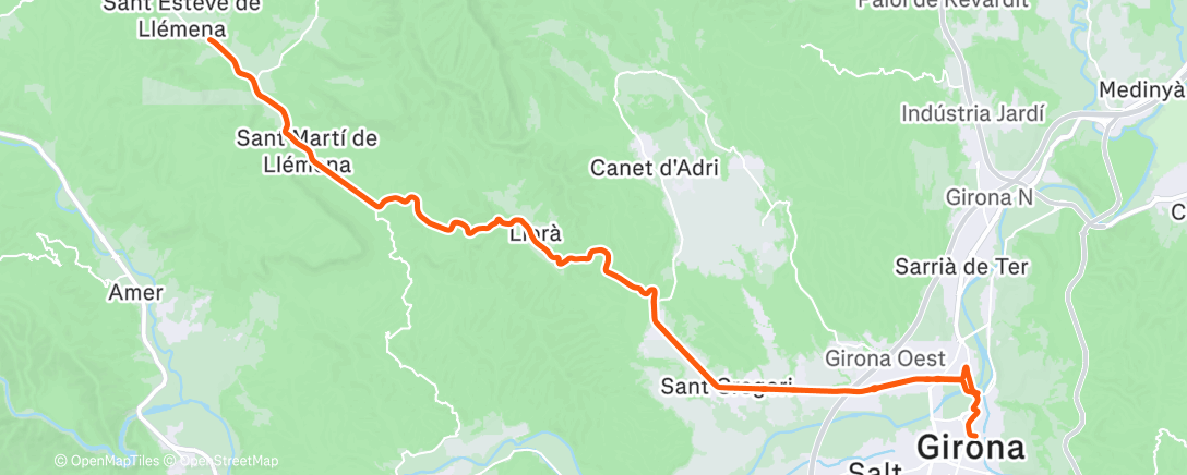 Map of the activity, Cycling