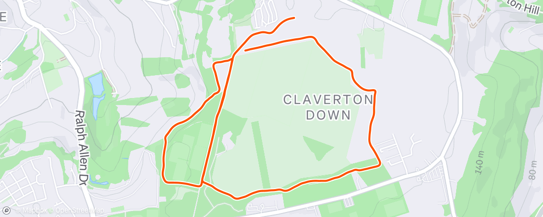 Mapa de la actividad (Bath Skyline Parkrun #146)