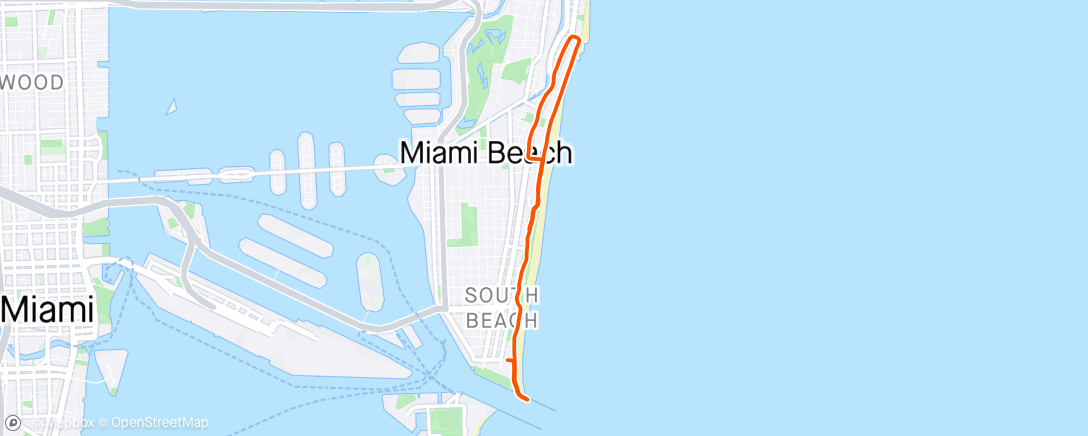 Map of the activity, Miami Beach Running