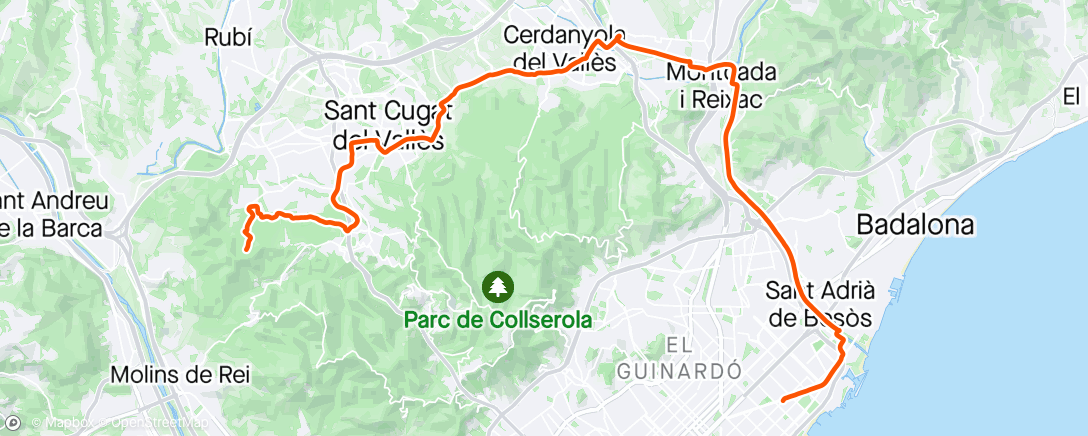 Mapa da atividade, Bicicleta de gravilla por la tarde