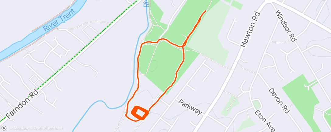 Map of the activity, Walking with a bit of Jogging and Efforts