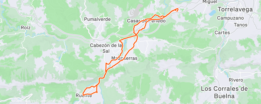 Map of the activity, Bicicleta a la hora del almuerzo