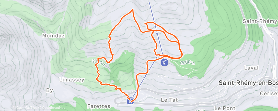 Map of the activity, Sessione di sci fuoripista mattutina