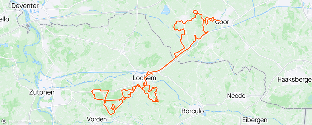Map of the activity, MTB routes Markelo - Lochem - Vorden