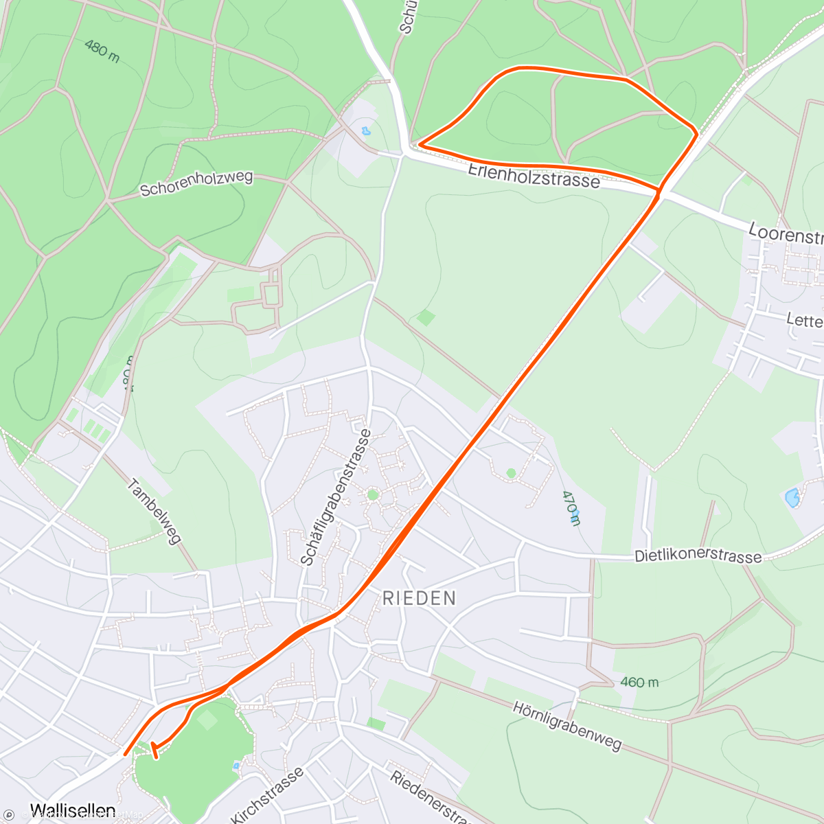 Map of the activity, Duathlon Wallisellen: run 2