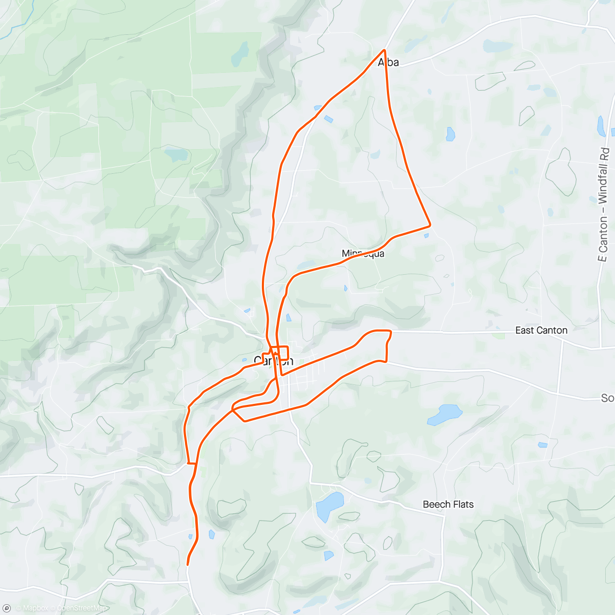 Map of the activity, Night ride with a leaky tire