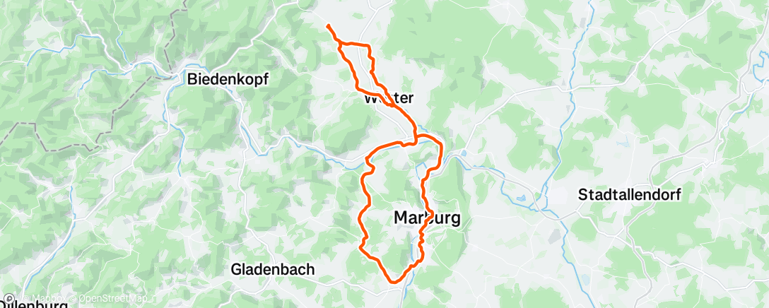 Map of the activity, Mittagsradfahrt