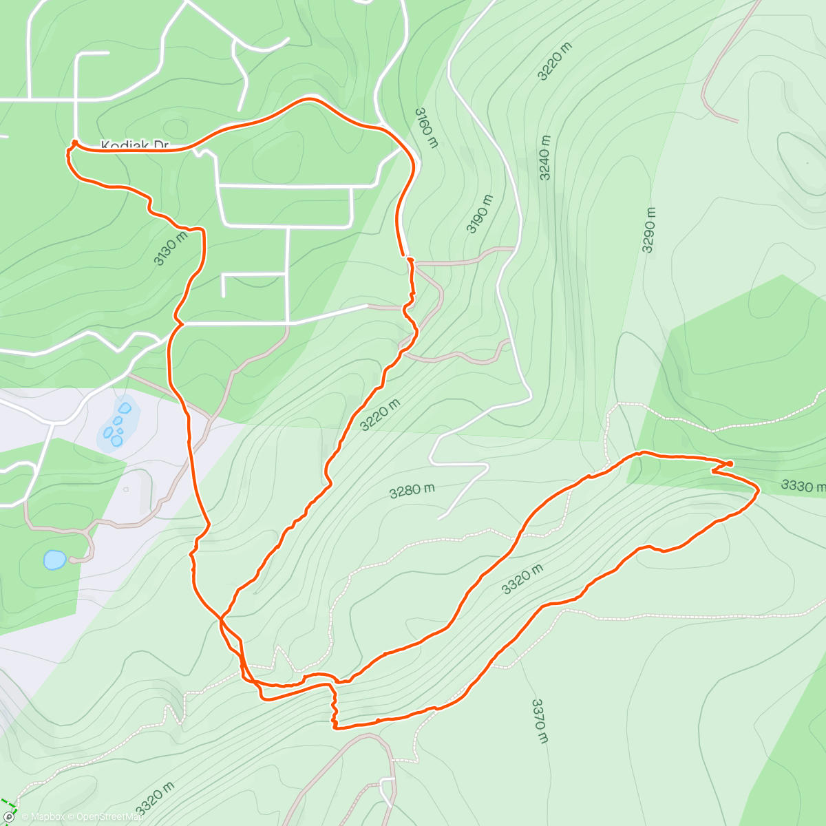 Map of the activity, Skied off the Bunker Creek overlook. That’s a long hike.
