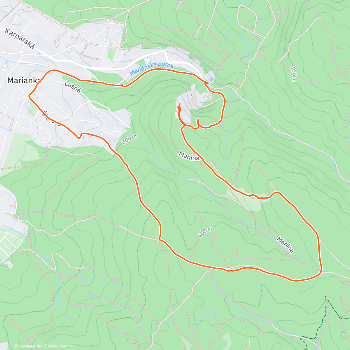 Map of the activity, Afternoon Hike