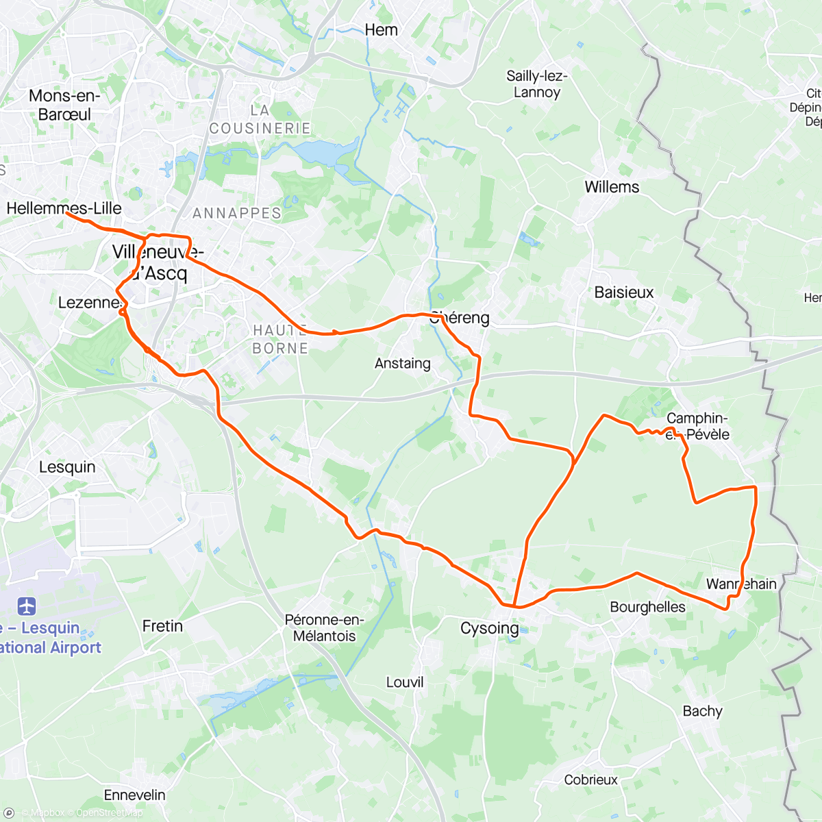 Map of the activity, Paris-Roubaix Femmes