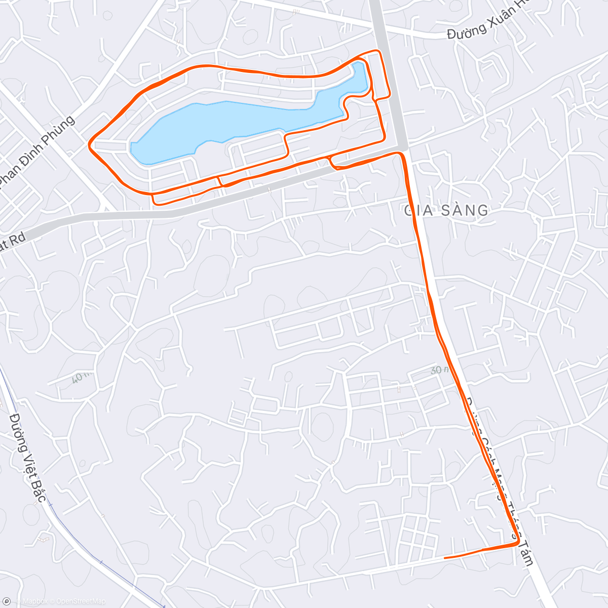 Map of the activity, Afternoon Run