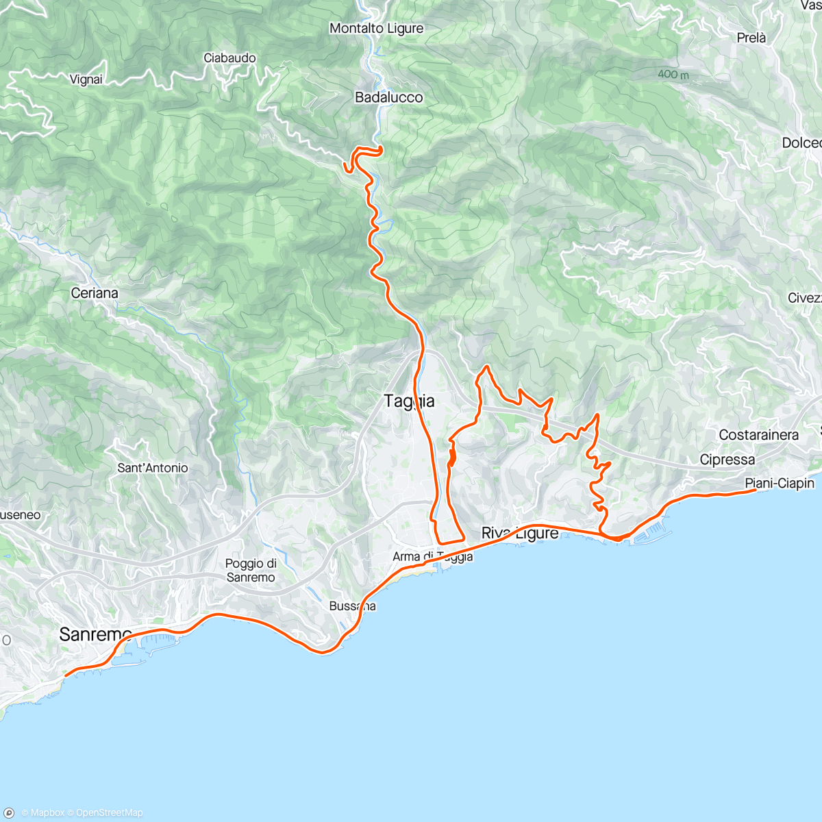Mapa da atividade, ROUVY - Challenge Sanremo | Italy 45 km