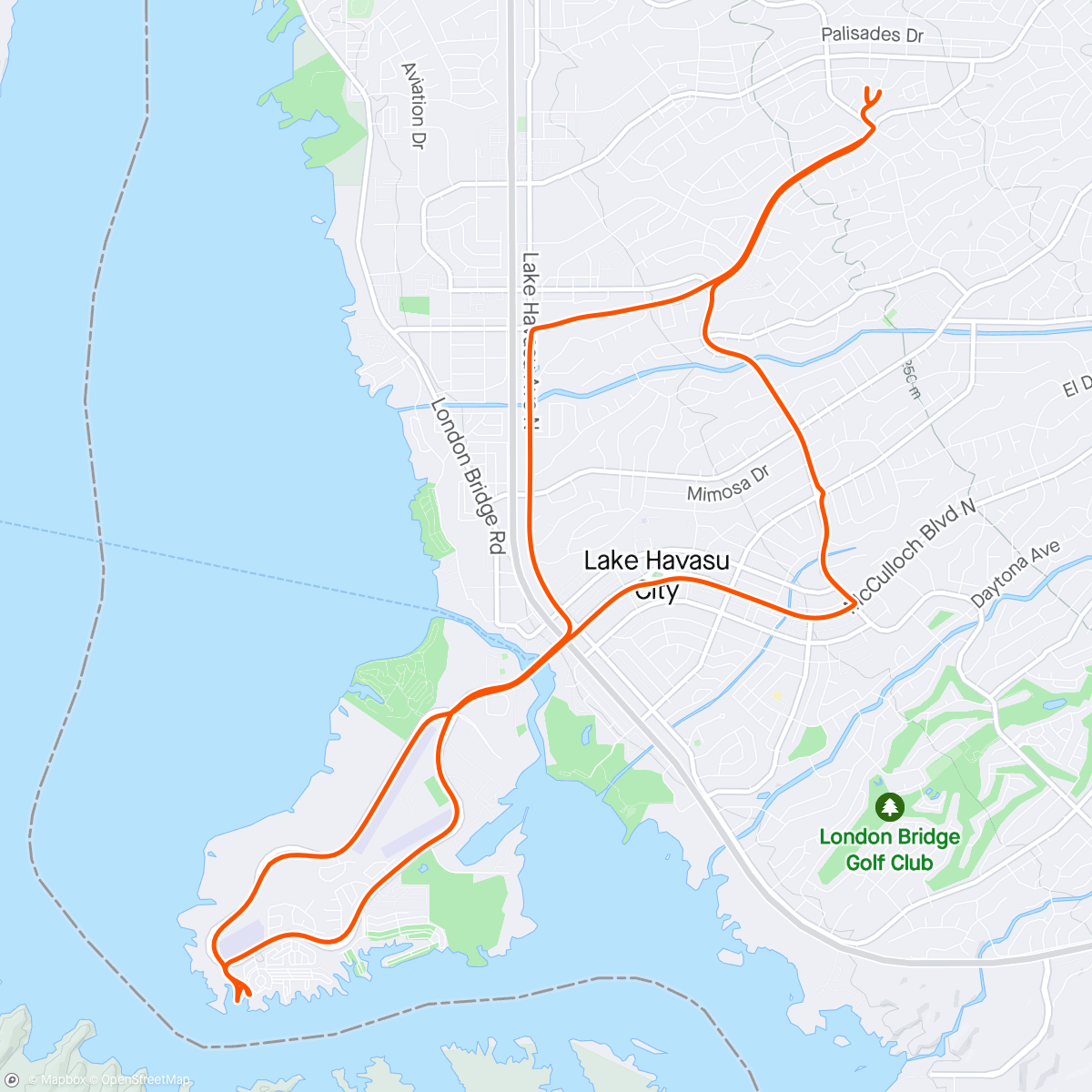 Map of the activity, Morning Ride Lake Havasu Ride