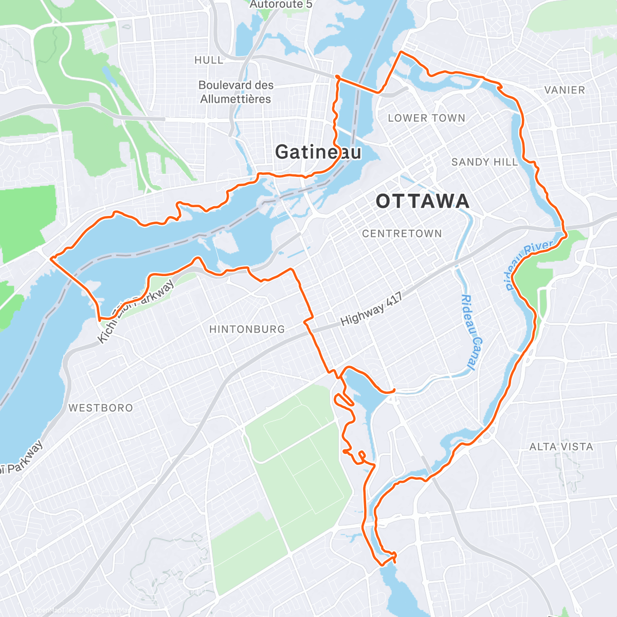 Map of the activity, Best urban fat loop yet - new groomed track!