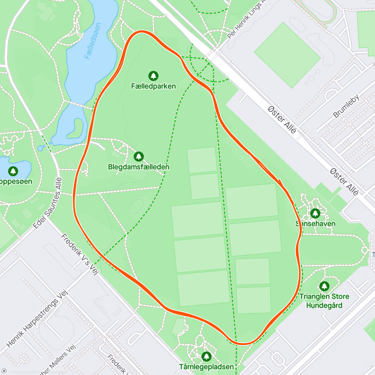 Mapa de la actividad, Fælledparken Parkrun 🇩🇰